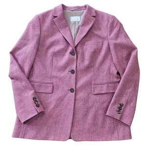 Bogner Women's Virgin Wool Blazer Pink Textured 3-Button Made in Germany Size 12